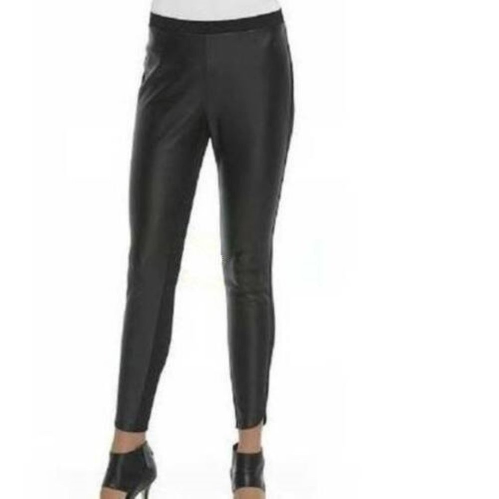 Metaphor Leather Pants Jr XL Black Ponte Stretch Elastic Waist Teen Girls